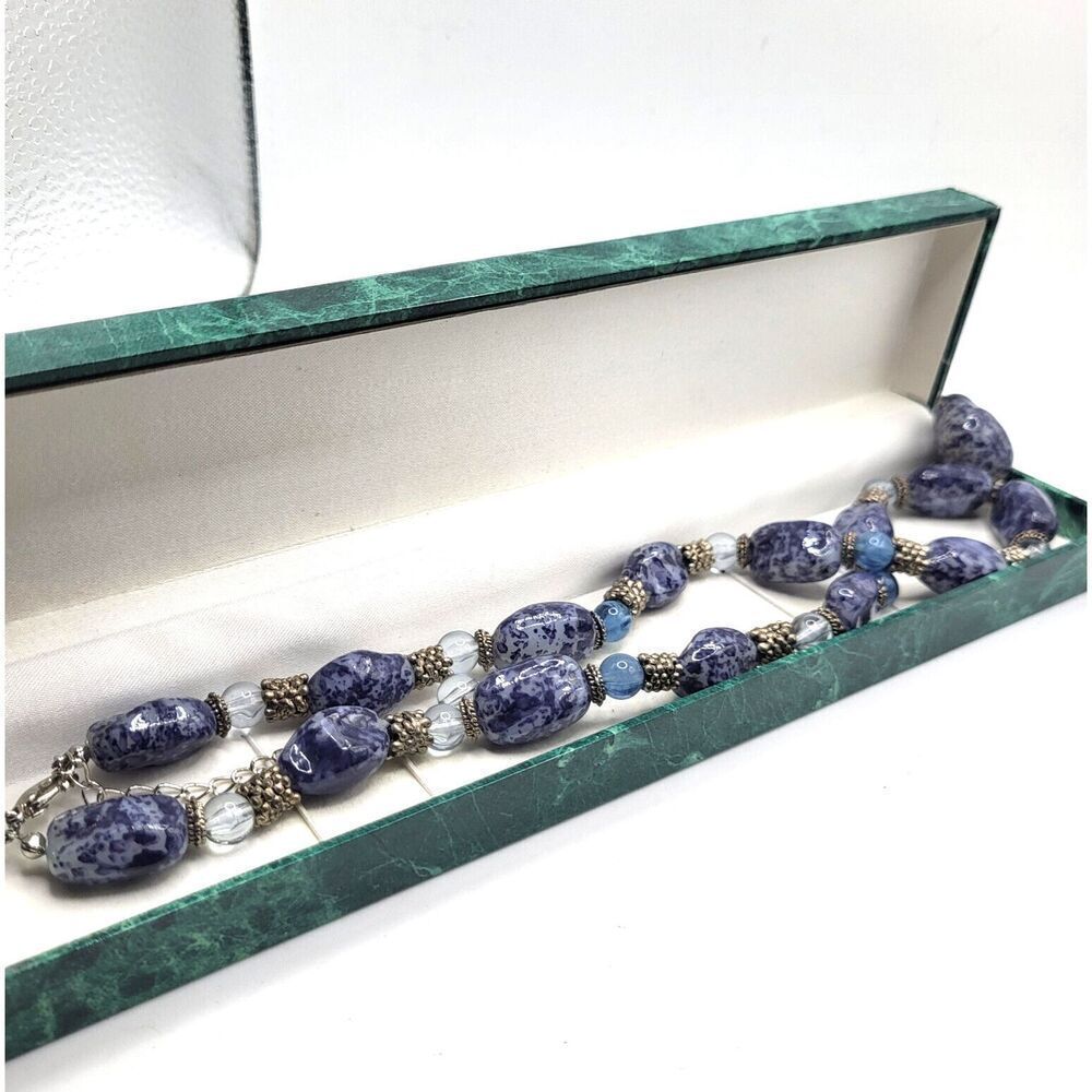 Suzanne Somers Chunky Blue Bohemian  Necklace 23in
